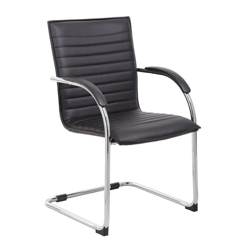 Boss Vinyl Side Chair, Black with Chrome Frame (Set of 2)